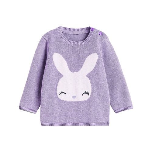 Sweater anak warna ungu motif kelinci